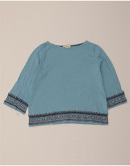 BODEN Womens Boat Neck Jumper Sweater UK 10 Small Blue Striped Cotton