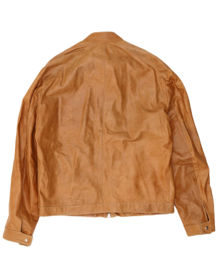 Vintage Mens Leather Jacket IT 54 2XL Brown Leather