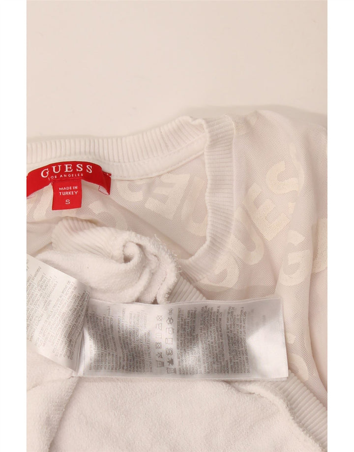 Guess Womens Graphic Sweatshirt Jumper UK 10 Small White Colourblock