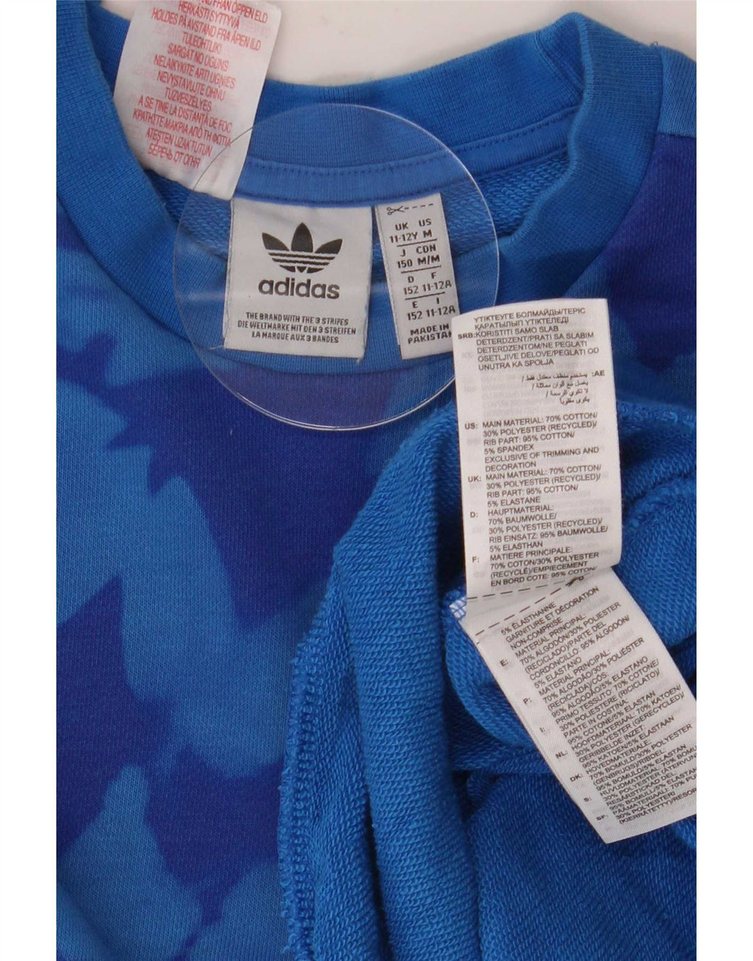 Adidas Boys Sweatshirt Jumper 11-12 Years Blue Tie Dye Cotton