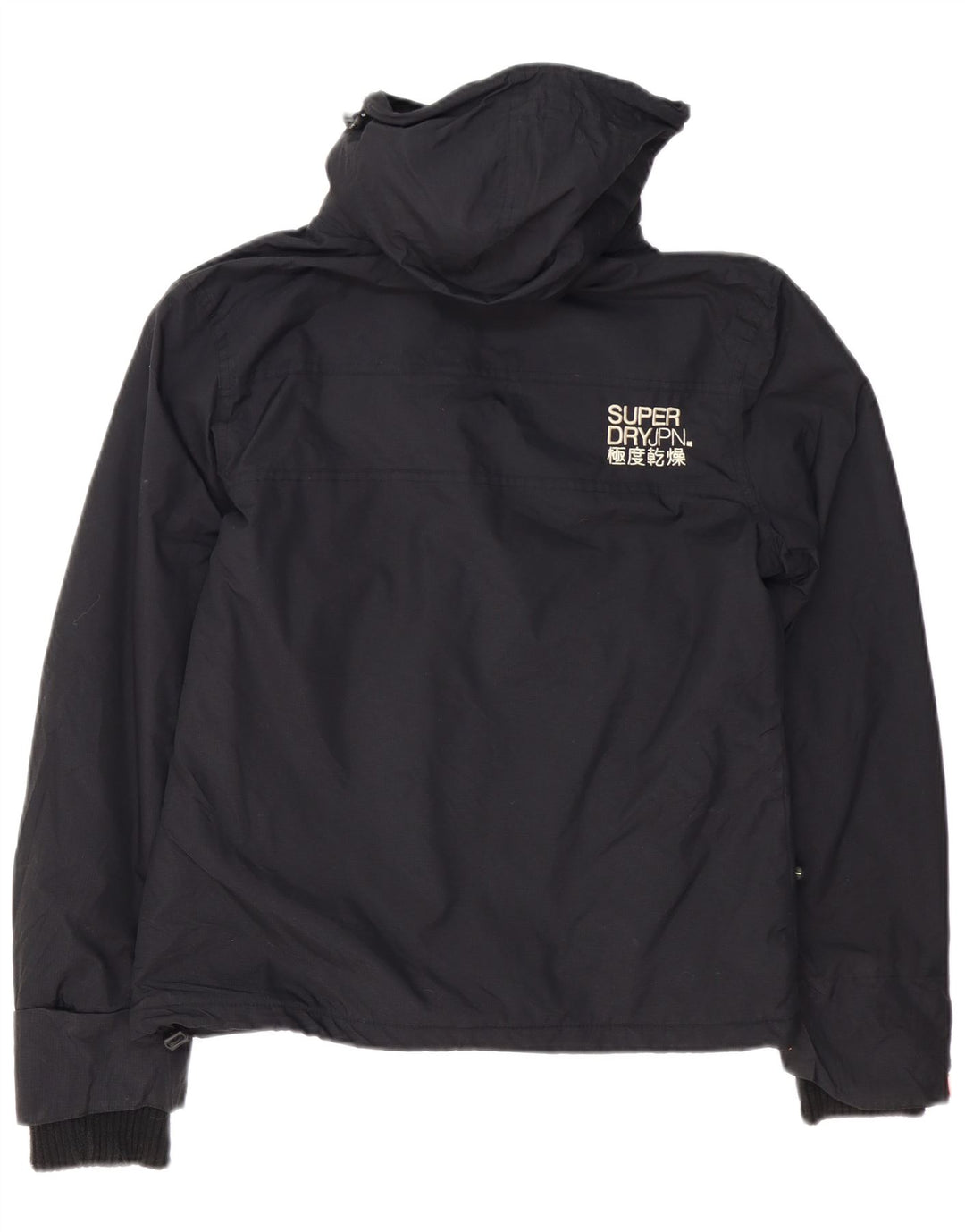 Superdry Womens Graphic Hooded Windbreaker Jacket UK 16 Large Black Nylon