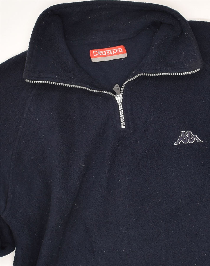 KAPPA Mens Zip Neck Fleece Jumper Small Navy Blue Polyester | Vintage Kappa | Thrift | Second-Hand Kappa | Used Clothing | Messina Hembry 