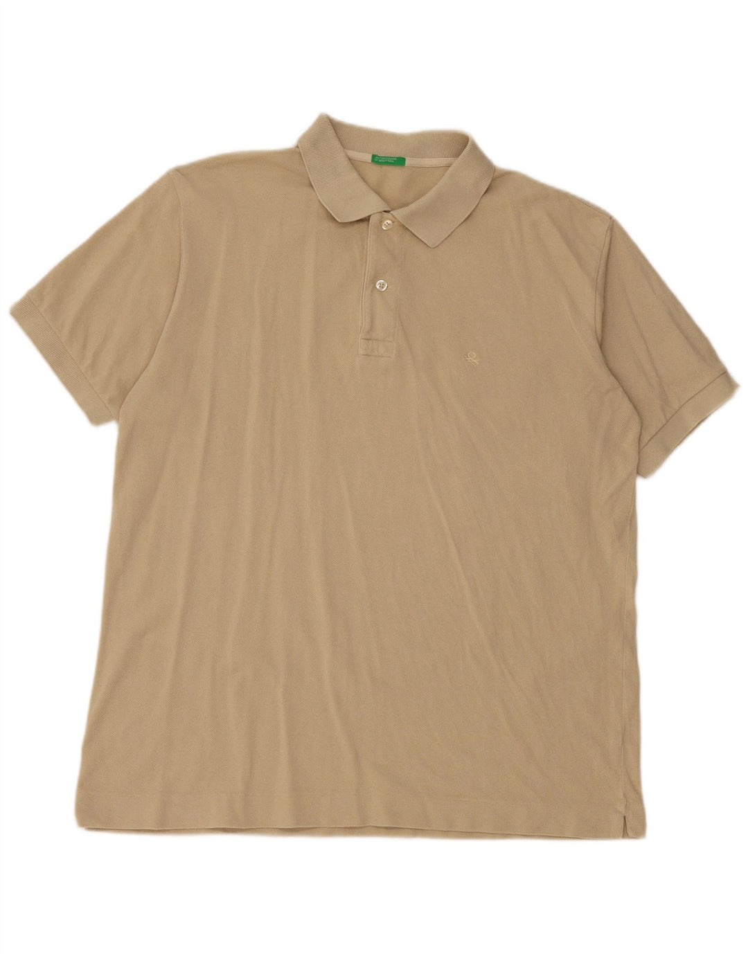 Benetton Mens Polo Shirt Large Khaki Cotton