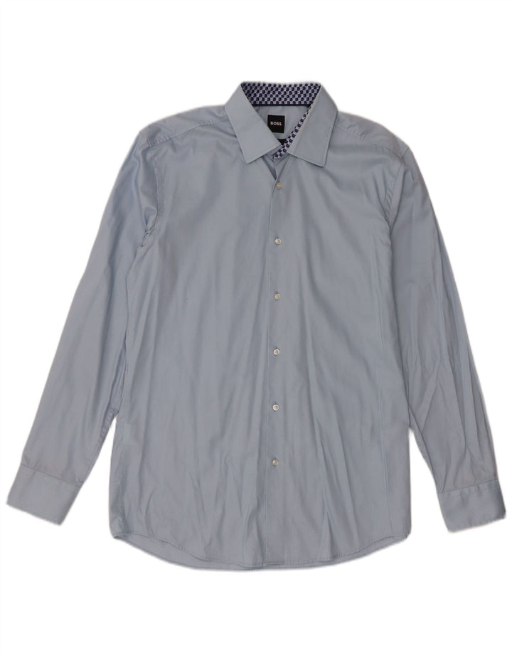 Hugo Boss Mens Slim Fit Shirt Large Blue Cotton