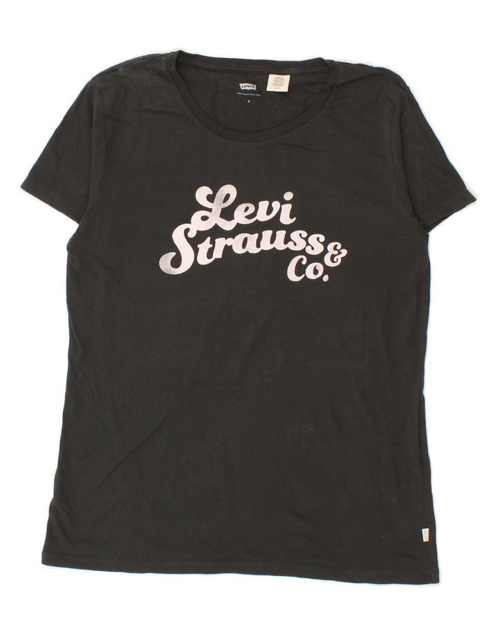 LEVI'S Womens Graphic T-Shirt Top UK 10 Small Grey Cotton Vintage Levi's and Second-Hand Levi's from Messina Hembry 