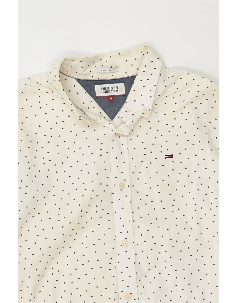 TOMMY HILFIGER Mens Regular Fit Shirt Medium Off White Polka Dot Cotton | Vintage Tommy Hilfiger | Thrift | Second-Hand Tommy Hilfiger | Used Clothing | Messina Hembry 