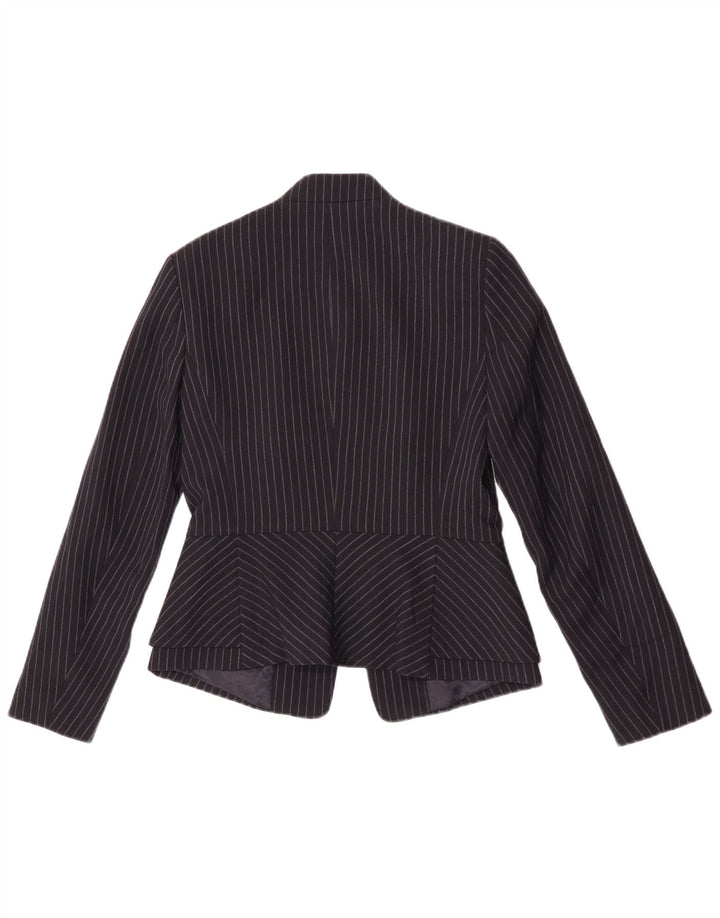 Zara Womens Open Blazer Jacket UK 8 Small Navy Blue Pinstripe