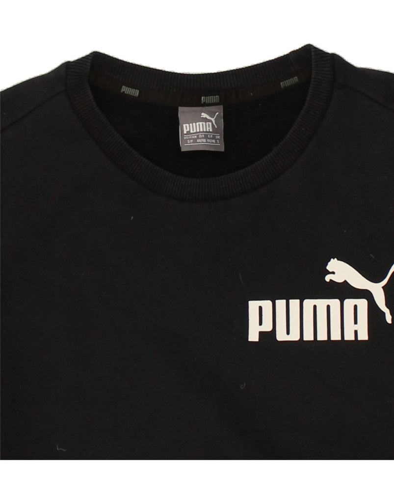 PUMA Mens Sweatshirt Jumper Small Black Cotton | Vintage Puma | Thrift | Second-Hand Puma | Used Clothing | Messina Hembry 