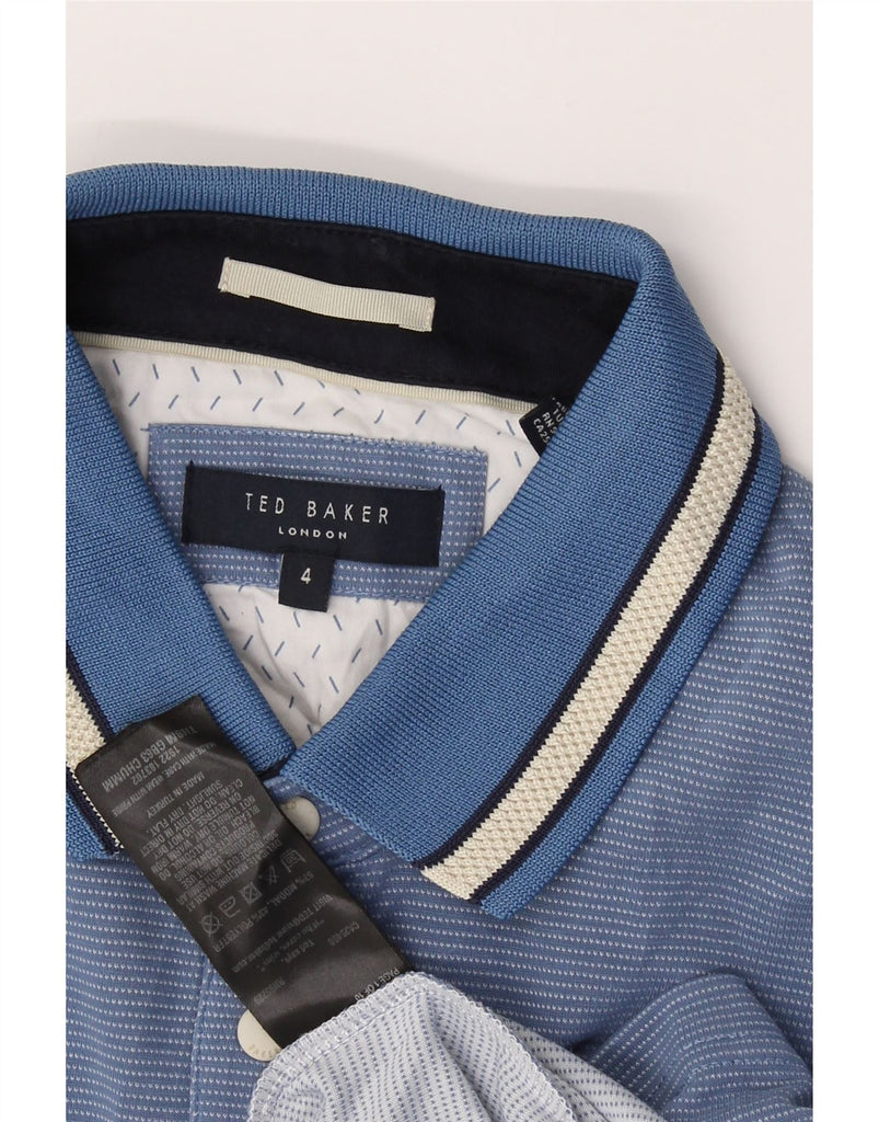 TED BAKER Mens London Polo Shirt Size 4 Large Blue Pinstripe Modal Vintage Ted Baker and Second-Hand Ted Baker from Messina Hembry 