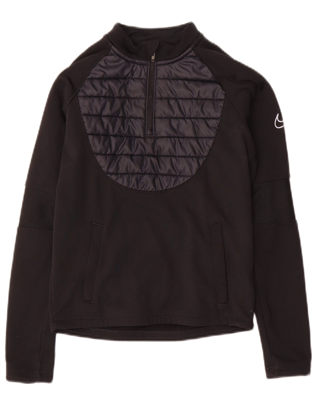 Nike Boys Therma-Fit Zip Neck Pullover Tracksuit Top 8-9 Years small Black