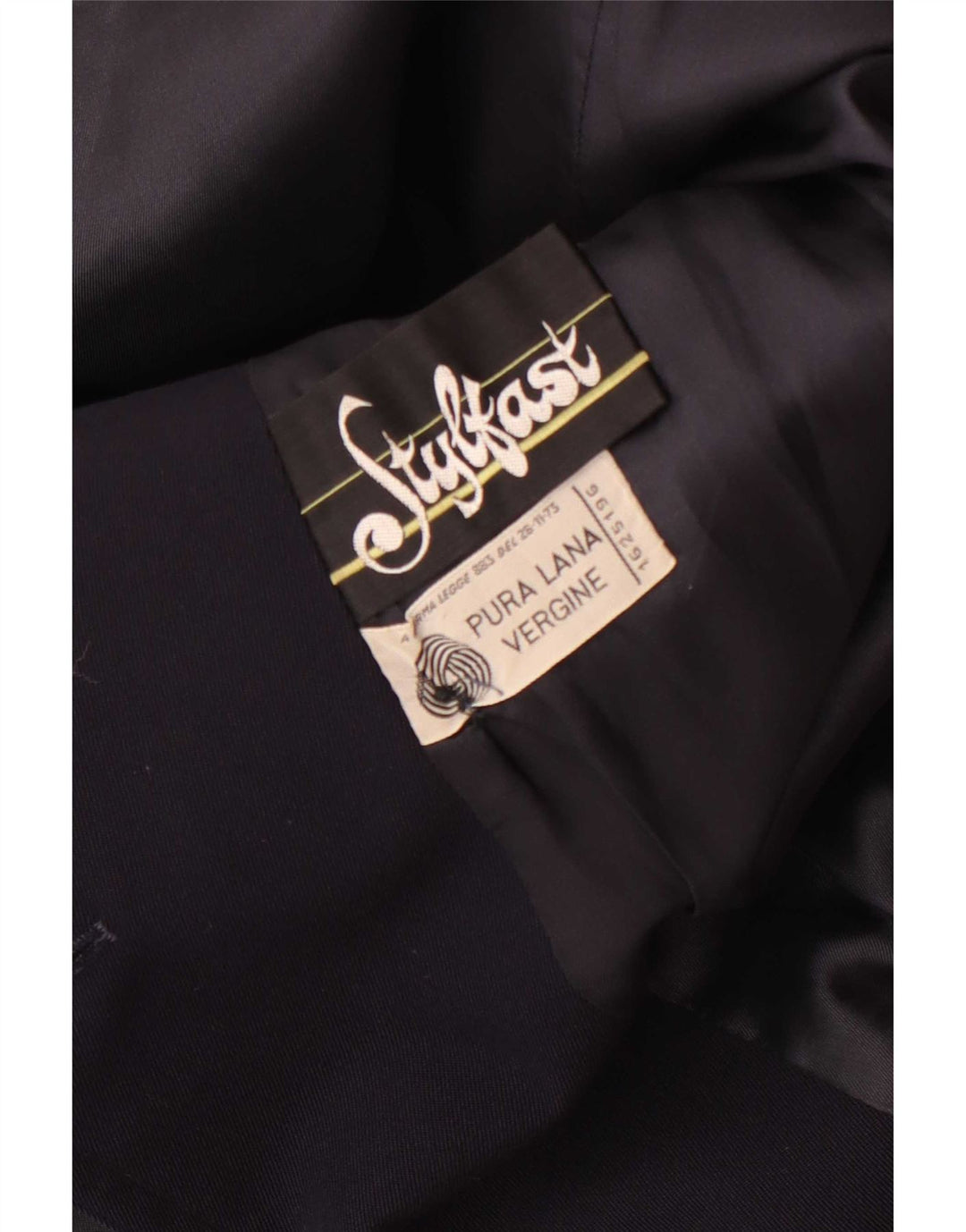 Vintage Mens Double Breasted Coat UK 36 Small Navy Blue Wool