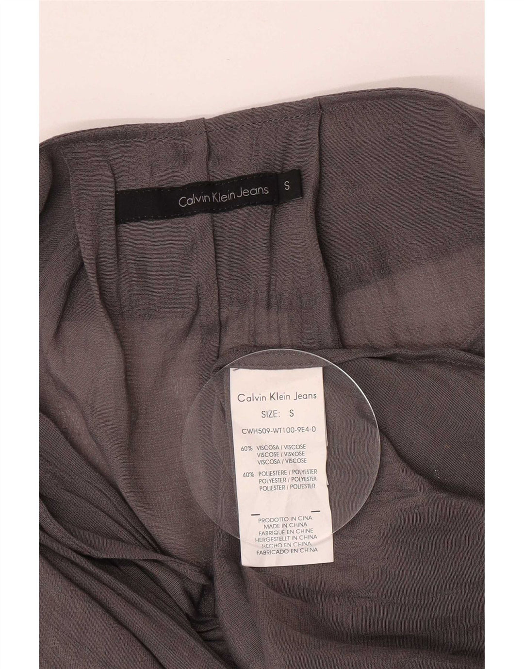 Calvin Klein Jeans Womens See Through Oversized Blouse Top UK 10 Small Grey