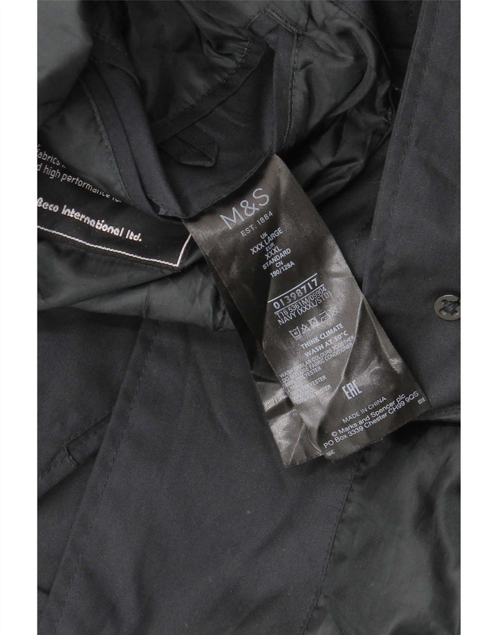 Marks & Spencer Mens Hooded Raincoat UK 46 3XL Navy Blue Polyester
