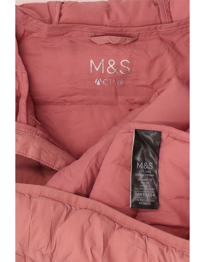 Marks & Spencer Womens Hooded Padded Jacket UK 10 Small  Pink Polyamide