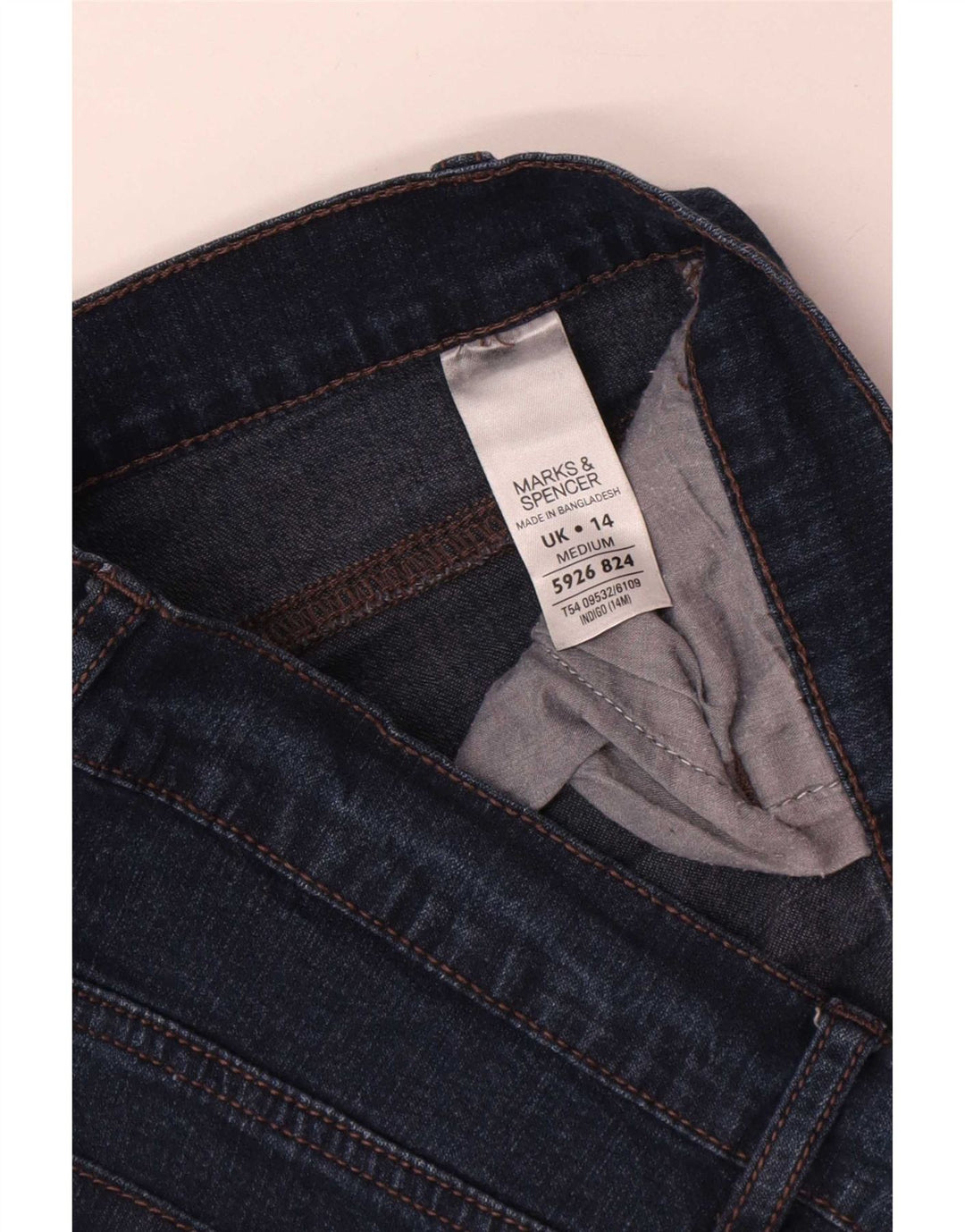 Marks & Spencer Womens Straight Jeans UK 14 Large W32 L27 Navy Blue