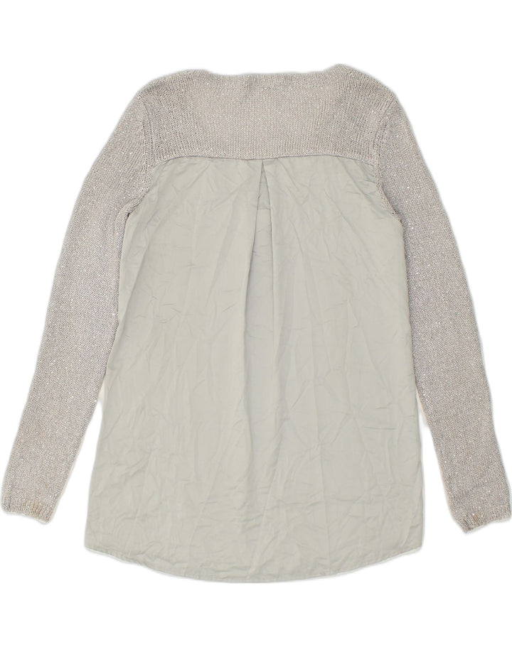 OASIS Womens V-Neck Jumper Sweater UK 14 Medium Grey Polyester | Vintage Oasis | Thrift | Second-Hand Oasis | Used Clothing | Messina Hembry 