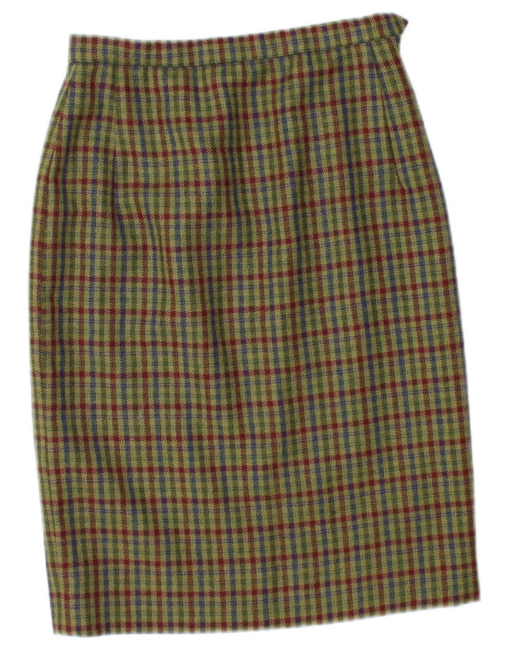 Vintage Womens 2 Button 2 Piece Skirt Set UK 12 Medium W26  Khaki Check