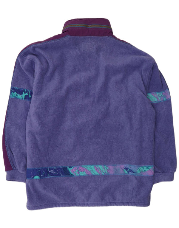 Santostefano Mens Graphic Zip Neck Fleece Jumper XL Purple Colourblock