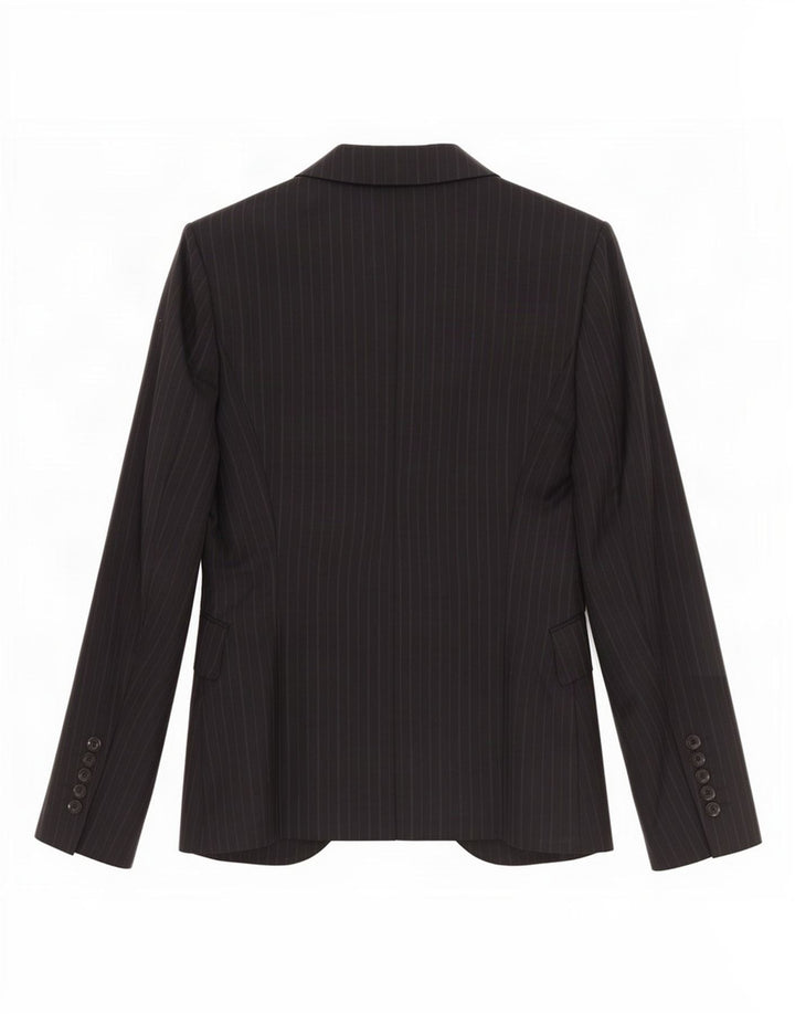 Zara Womens 1 Button Blazer Jacket EU 38 Small Black Striped Wool