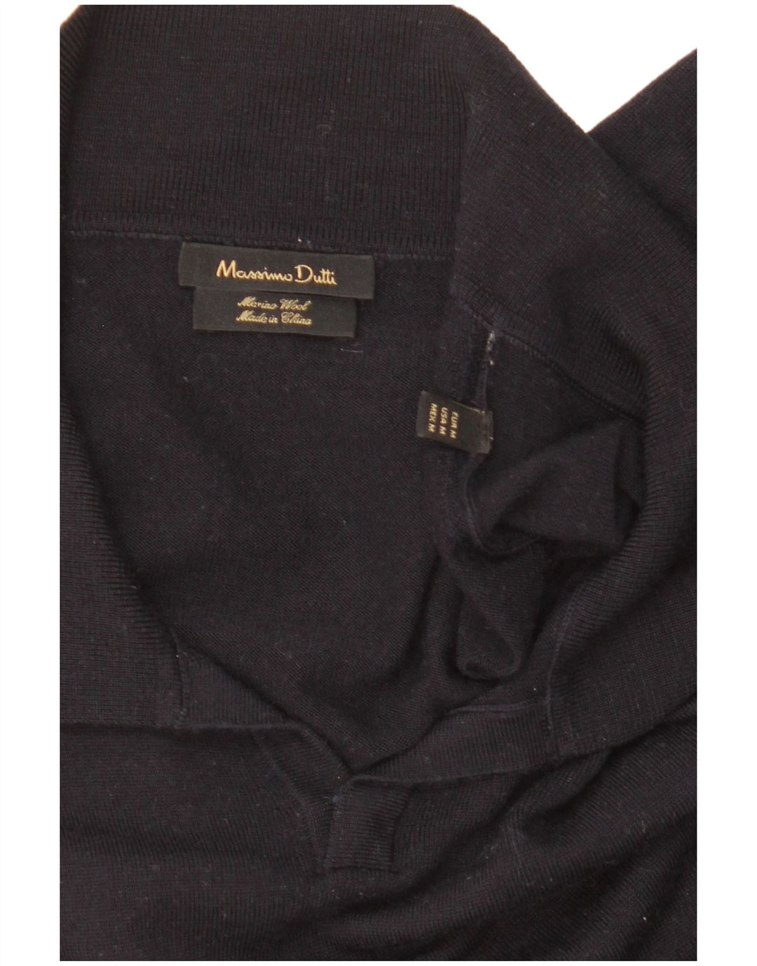 Massimo Dutti Womens Polo Neck Jumper Sweater UK 14 Medium Navy Blue