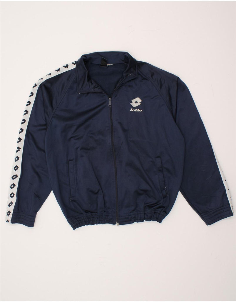 LOTTO Mens Graphic Tracksuit Top Jacket XL Navy Blue Vintage Lotto and Second-Hand Lotto from Messina Hembry 