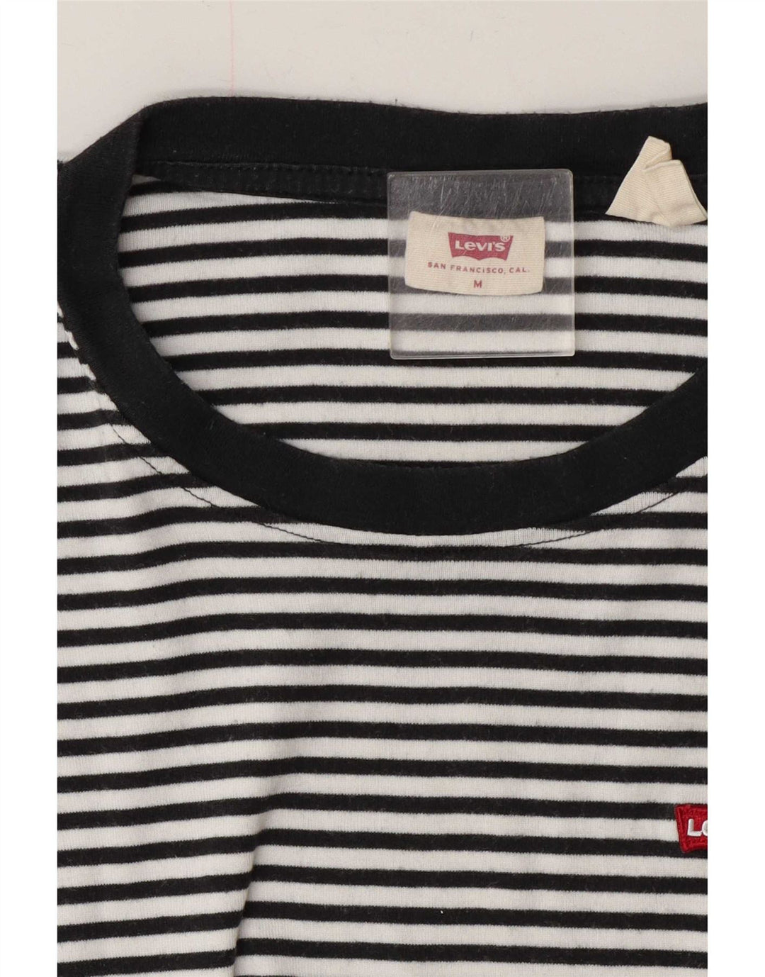Levi's Womens T-Shirt Top UK 14 Medium Black Pinstripe
