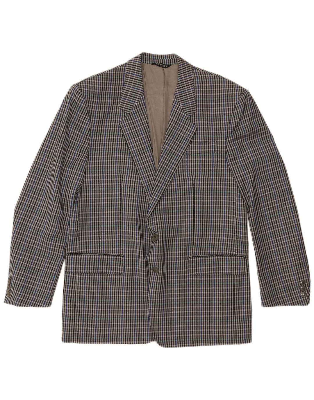 MARIO ZEGNA Mens 2 Button Blazer Jacket IT 52 XL Grey Check Wool