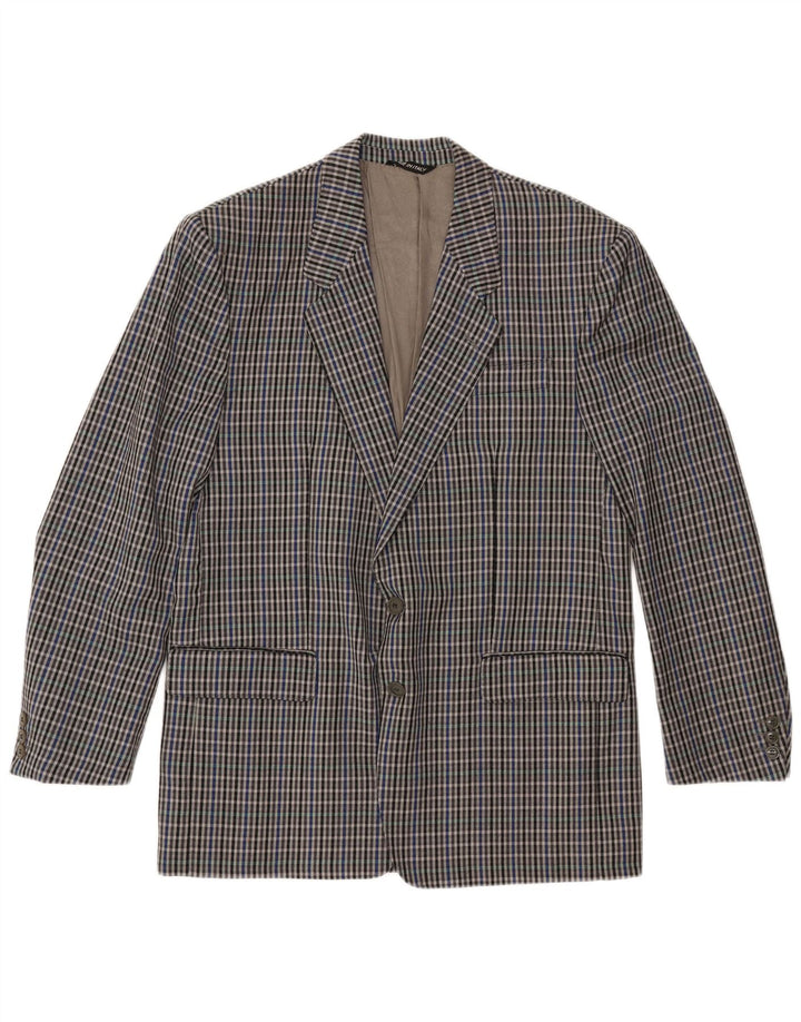 MARIO ZEGNA Mens 2 Button Blazer Jacket IT 52 XL Grey Check Wool