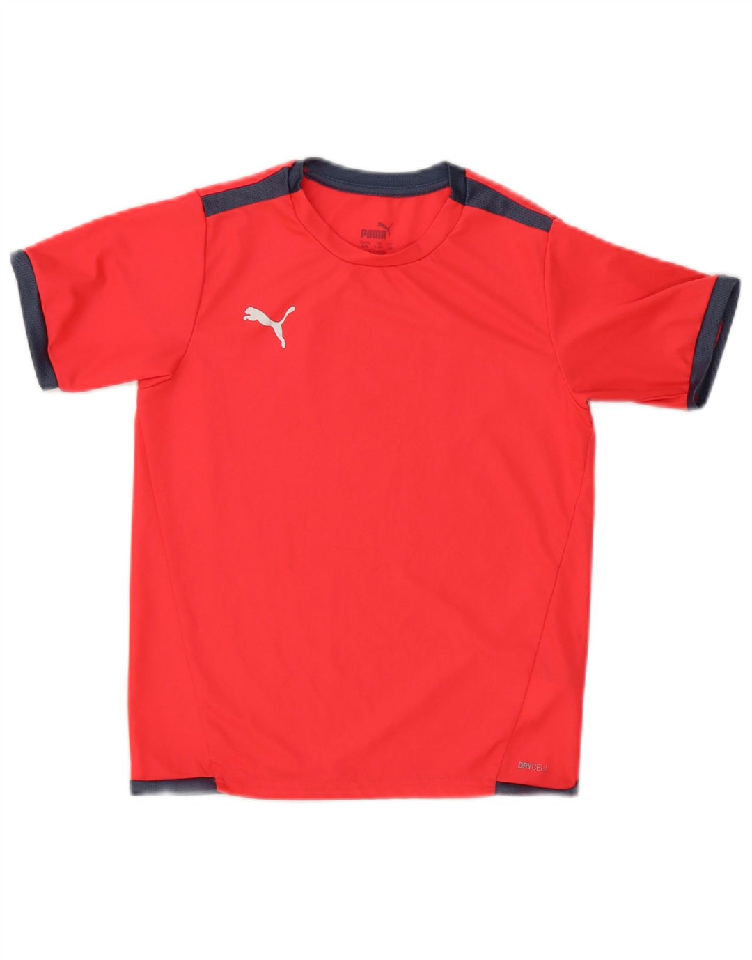 Puma Girls T-Shirt Top 9-10 Years Orange Colourblock Polyester