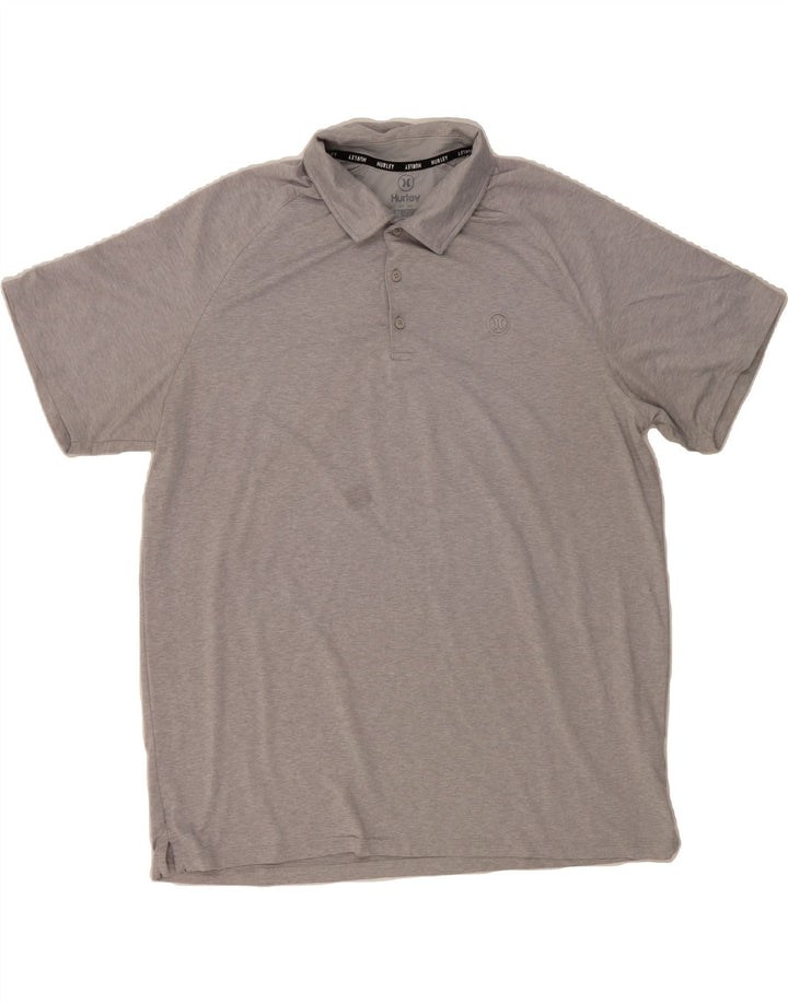 HURLEY Mens Polo Shirt XL Grey Polyester Vintage Hurley and Second-Hand Hurley from Messina Hembry 