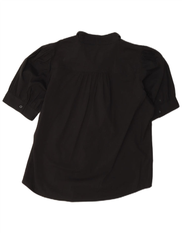 Dkny Womens Short Sleeve Shirt UK 10 Small Black Cotton