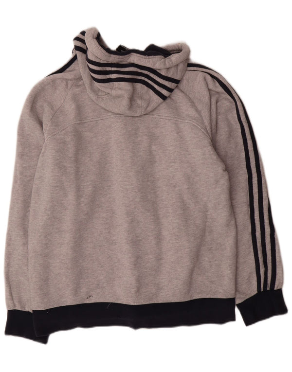 Adidas Mens Zip Hoodie Sweater Large Grey Colourblock Cotton