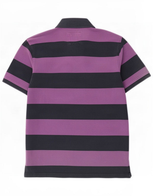 Crew Clothing Mens Rugby Polo Shirt Large Purple Striped Cotton
