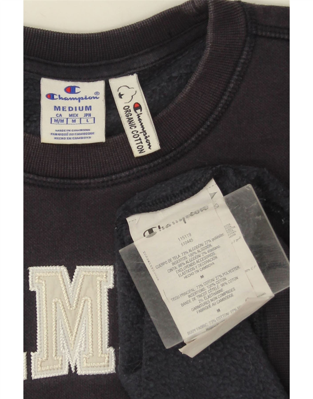 Champion Mens Graphic Sweatshirt Jumper Medium Navy Blue Cotton