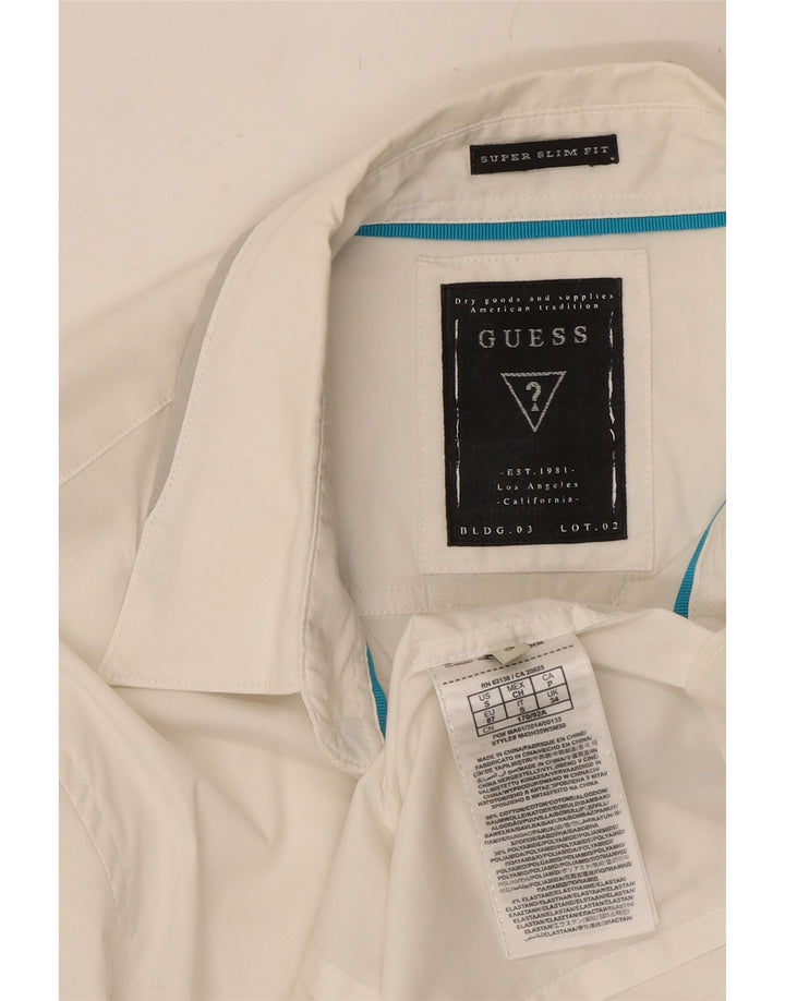 GUESS Mens Slim Fit Shirt Small White Cotton