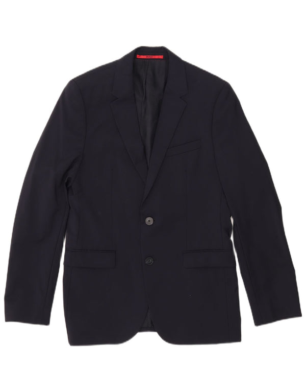 Hugo Boss Mens 2 Button Blazer Jacket EU 46 Small Navy Blue