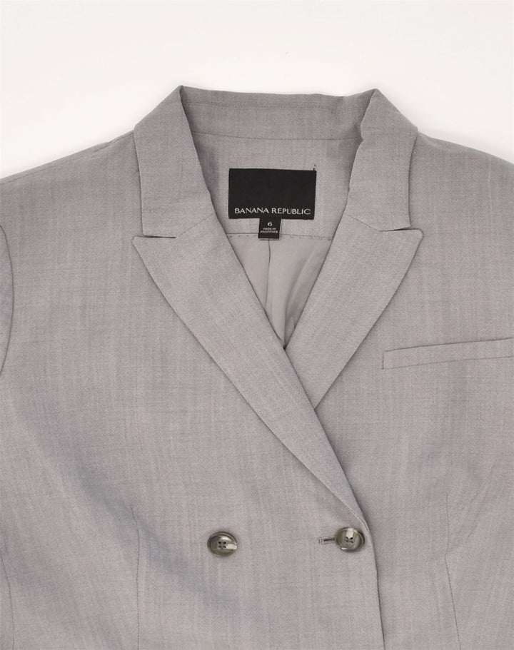 BANANA REPUBLIC Womens Double Breasted Blazer Jacket US 6 Medium Grey Wool | Vintage Banana Republic | Thrift | Second-Hand Banana Republic | Used Clothing | Messina Hembry 