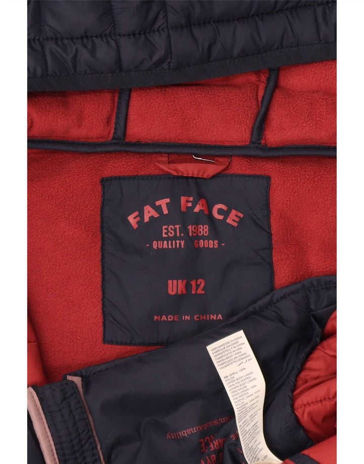 Fat Face Womens Hooded Padded Jacket UK 12 Medium Navy Blue Nylon