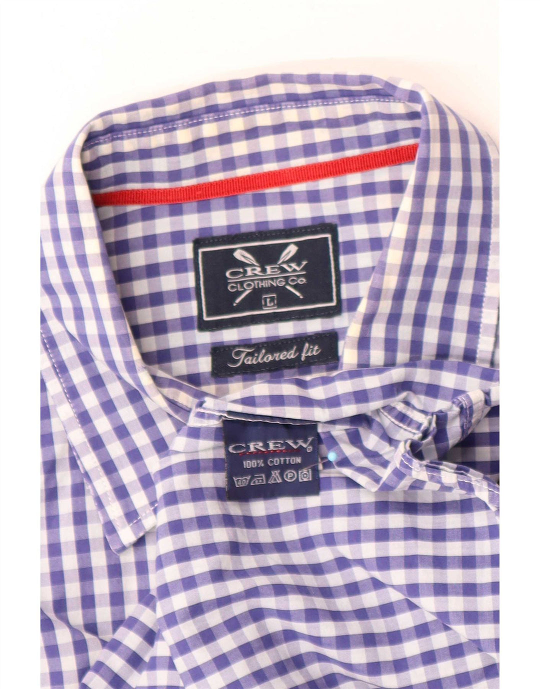 Crew Clothing Mens Tailored Fit Shirt Large Blue Gingham Cotton