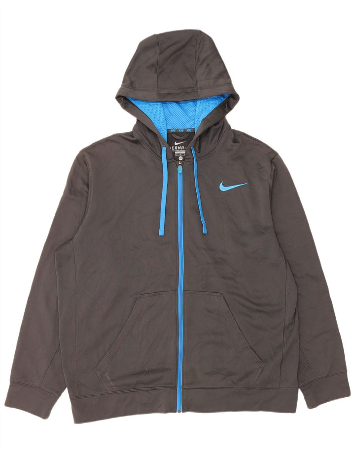 NIKE Mens Therma-Fit Zip Hoodie Sweater XL Grey Polyester