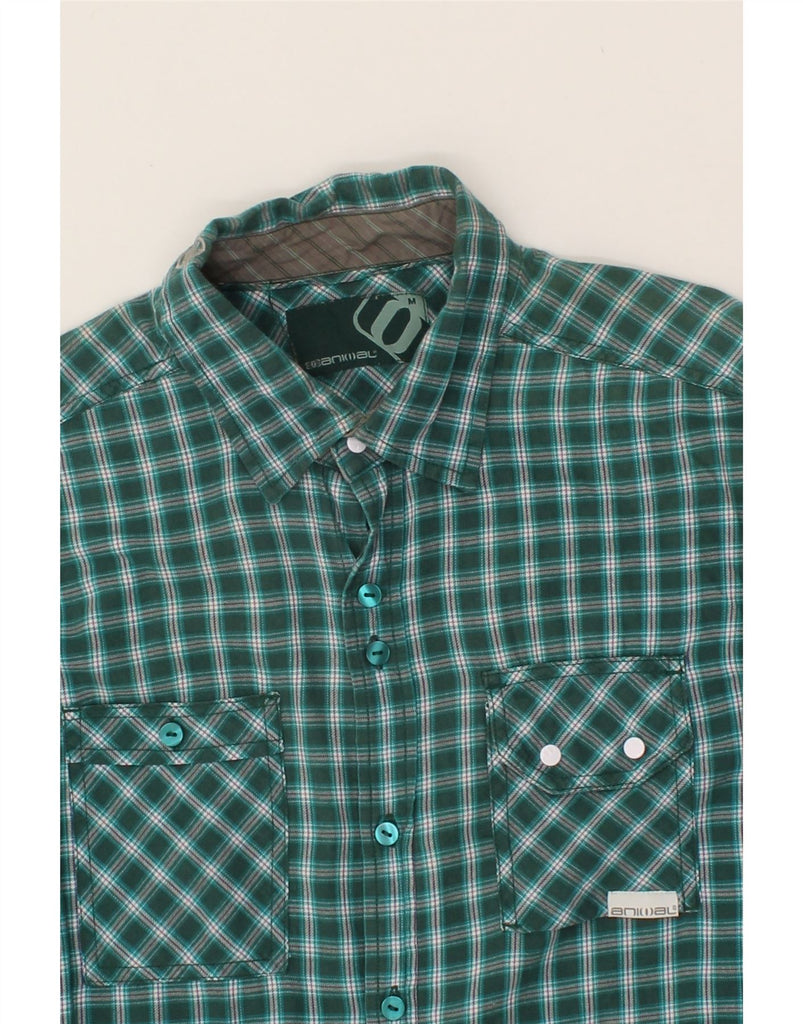 ANIMAL Mens Flannel Shirt Medium Green Check Cotton Vintage Animal and Second-Hand Animal from Messina Hembry 