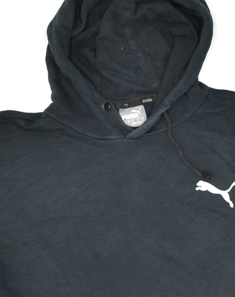 PUMA Mens Graphic Hoodie Jumper Small Black Cotton | Vintage | Thrift | Second-Hand | Used Clothing | Messina Hembry 