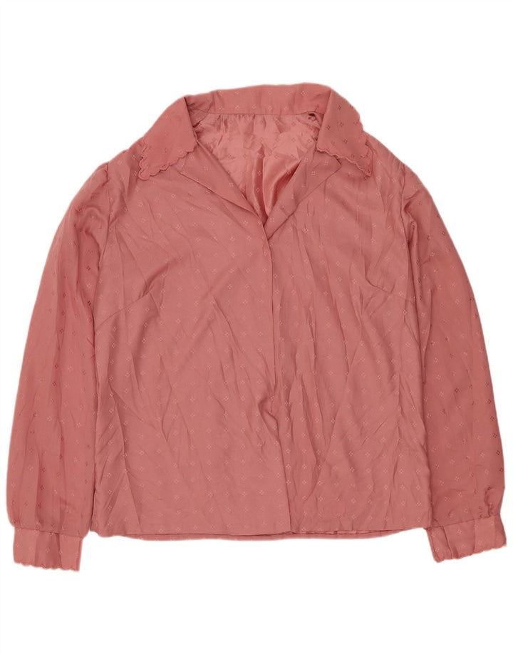 VINTAGE Womens Blouse Top UK 14 Large Pink Geometric