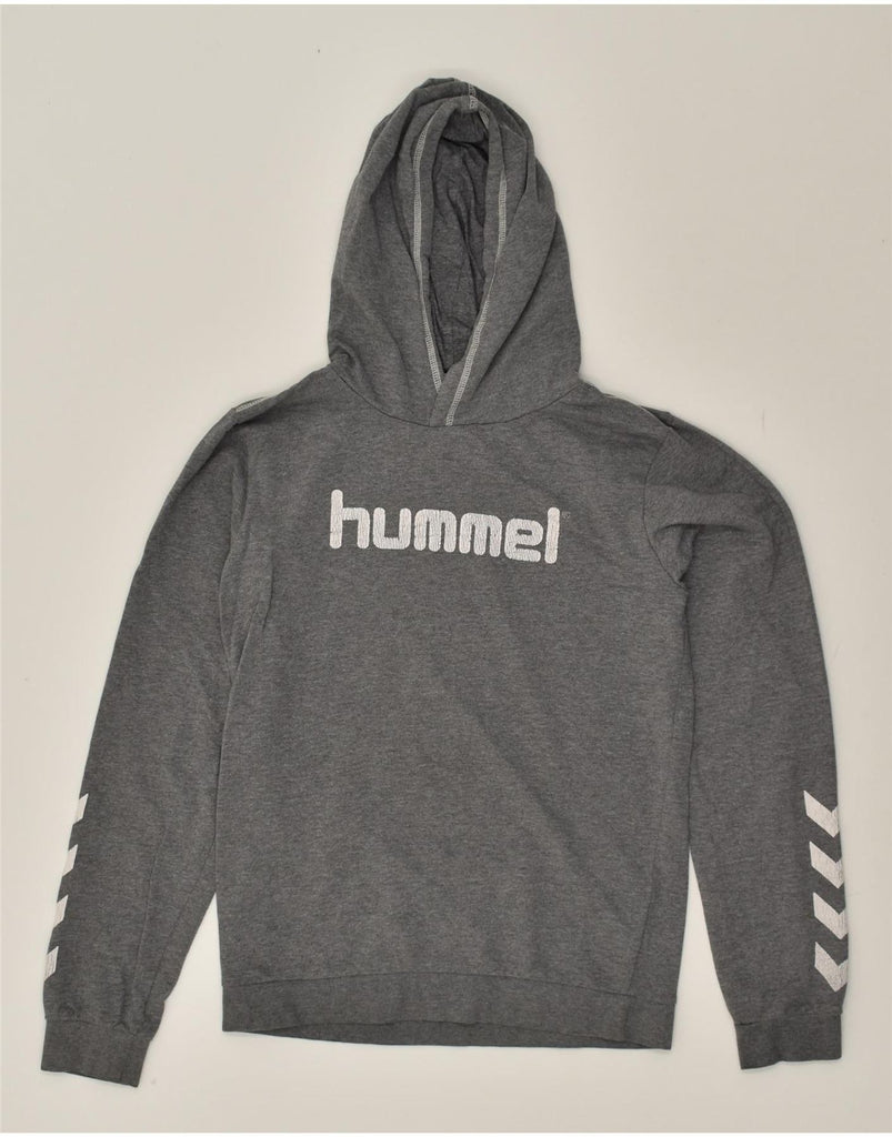 HUMMEL Boys Graphic Hoodie Jumper 13-14 Years Grey Cotton | Vintage Hummel | Thrift | Second-Hand Hummel | Used Clothing | Messina Hembry 