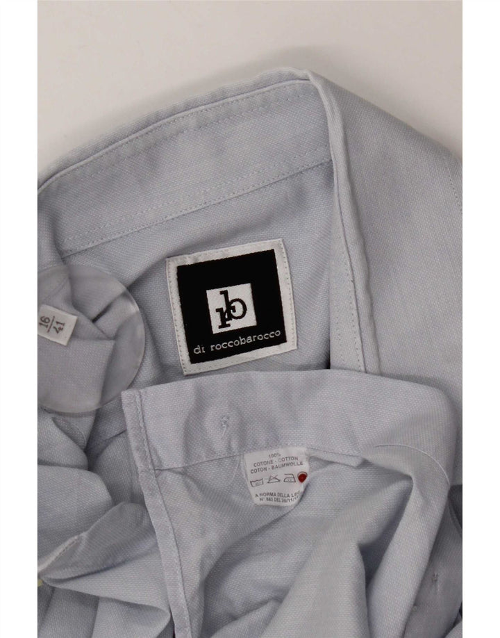 Roccobarocco Mens Shirt Size 41 16 Large Blue Cotton