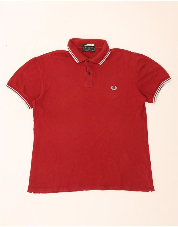 Fred Perry Mens Polo Shirt IT 48 Medium Burgundy Cotton