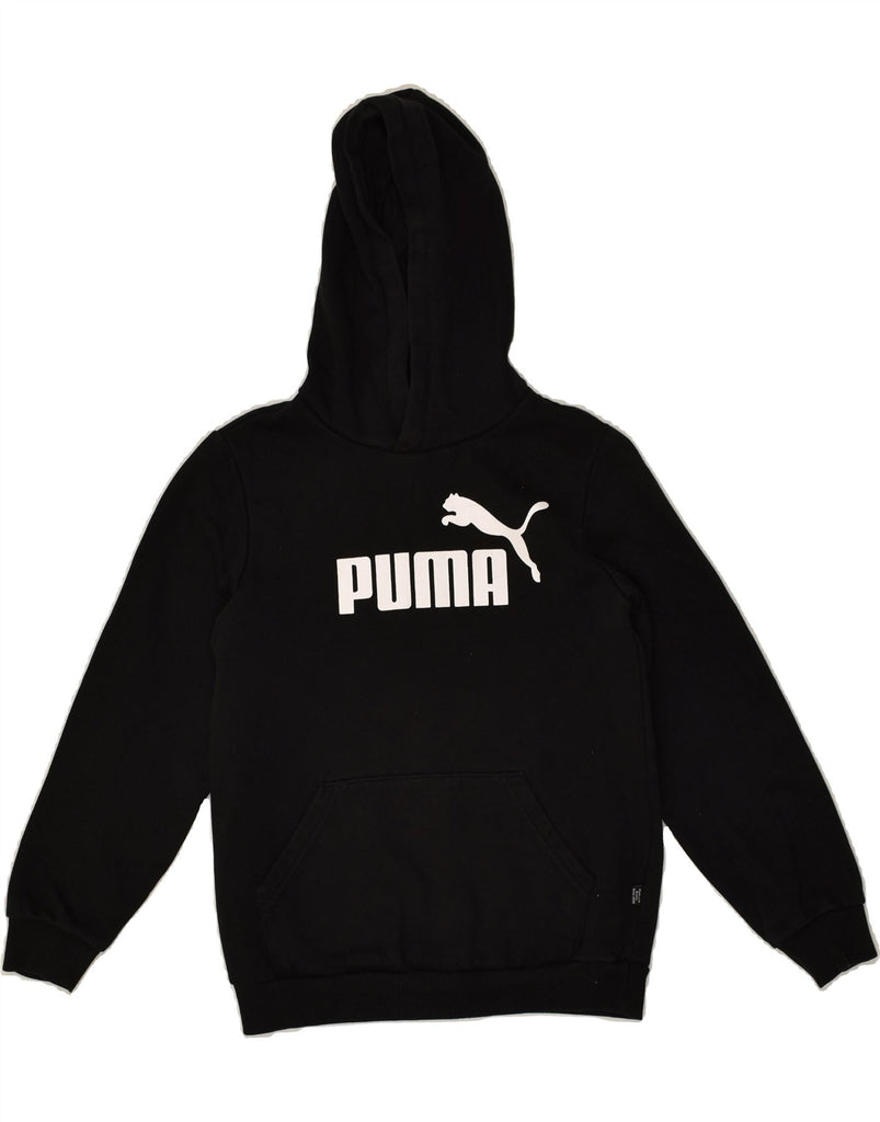 PUMA Boys Graphic Hoodie Jumper 9-10 Years Black Cotton | Vintage Puma | Thrift | Second-Hand Puma | Used Clothing | Messina Hembry 