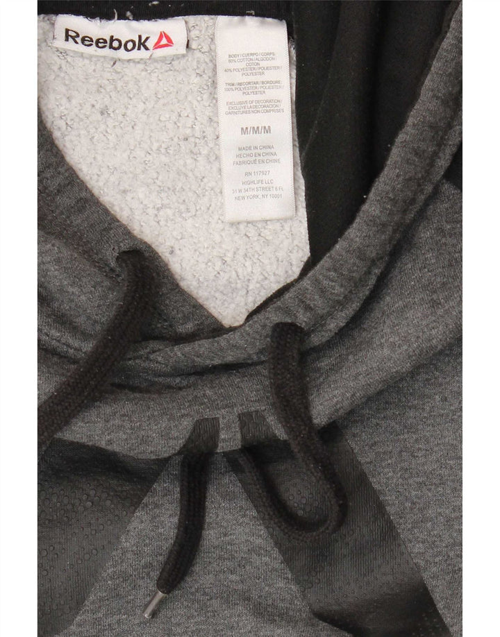 Reebok Mens Graphic Hoodie Jumper Medium Grey Colourblock Cotton