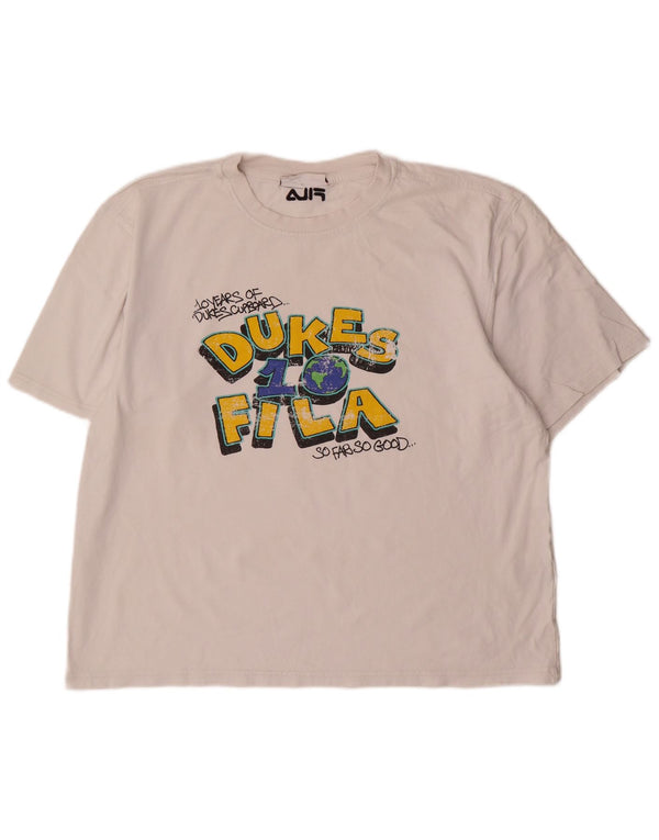 Fila Mens Duke Graphic T-Shirt Top Large White Cotton