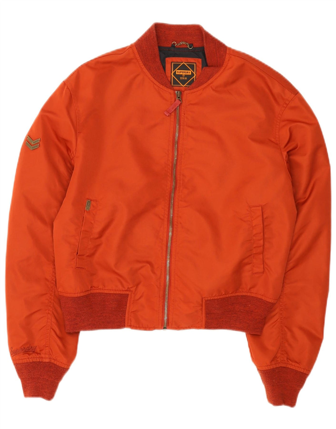 Superdry Womens Oversized Bomber Jacket UK 8 Small Red Nylon